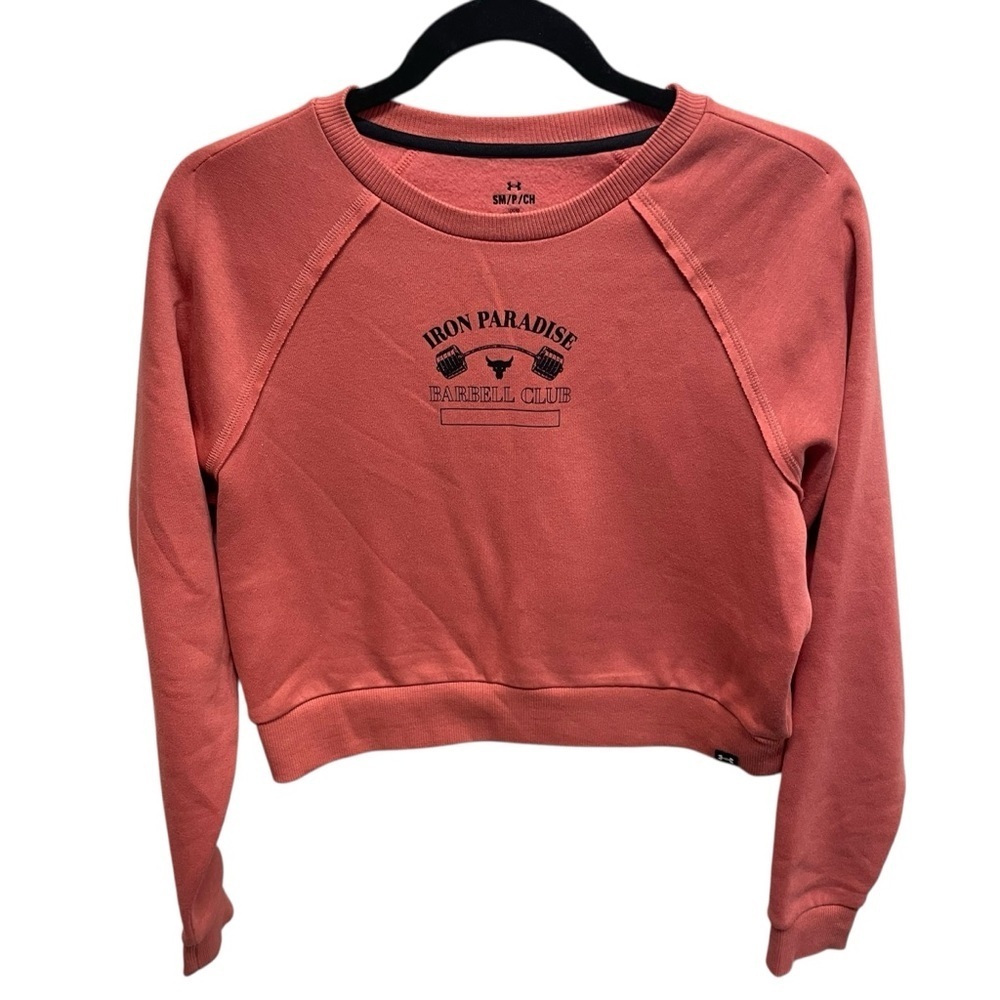 Under Armour Project Rock Iron Paradise Women Training Sweatshirt small pink
